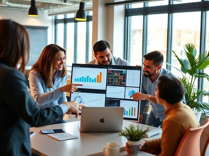 White label marketing agency team reviewing campaign performance analytics