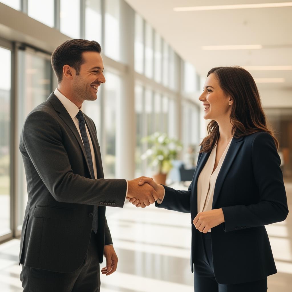 Two professionals shaking hands to celebrate a white label marketing agency partnership