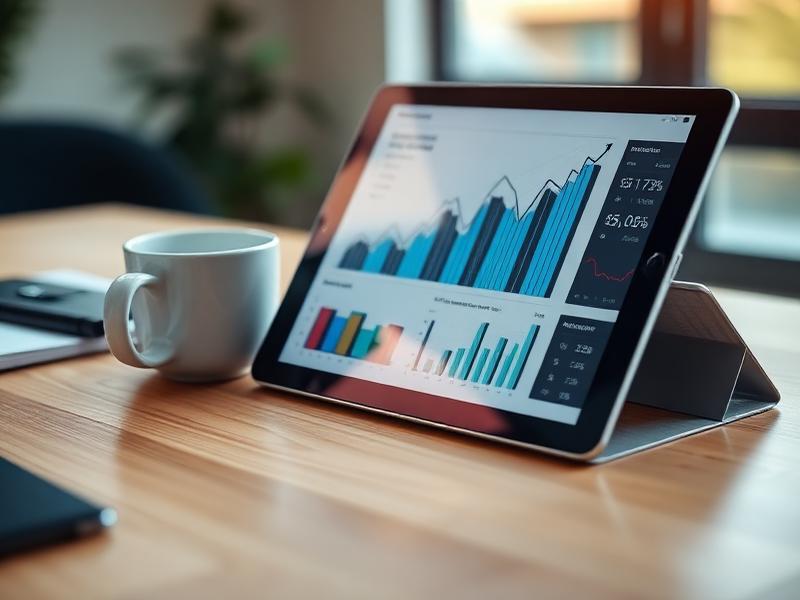 Marketing performance report showing upward trending results on a tablet