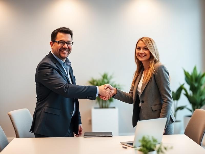 Business partners shaking hands after agreeing on a white label marketing partnership
