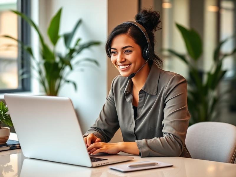 White label agency support team member assisting a partner via headset